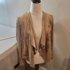 KUT FROM THE KLOTH Tayanita Floral Faux Suede Jacket Drape Collar Size Small